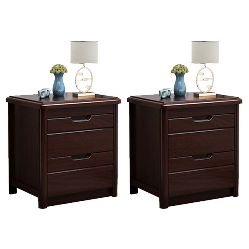 Solid Wood 2 Drawer Modern Night Table Drawer Storage Bed Nightstand Dark Brown 2 Piece Set Clearhalo 'Bedroom Furniture' 'furn' 'furn_night_stand' 'Furniture' 'night_stand' 'Nightstands' 5906182