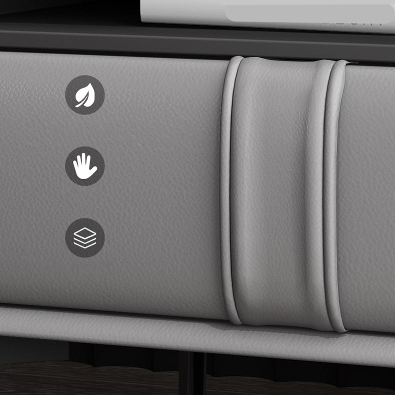 Holz und Lederbett Nachttisch moderner minimalistischer offener Nachttisch mit Schubladen