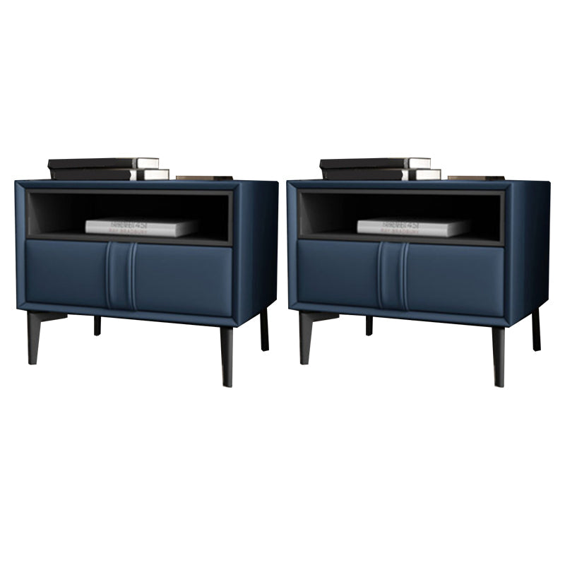 Holz und Lederbett Nachttisch moderner minimalistischer offener Nachttisch mit Schubladen