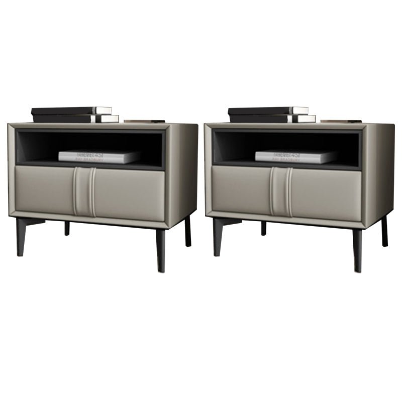 Holz und Lederbett Nachttisch moderner minimalistischer offener Nachttisch mit Schubladen