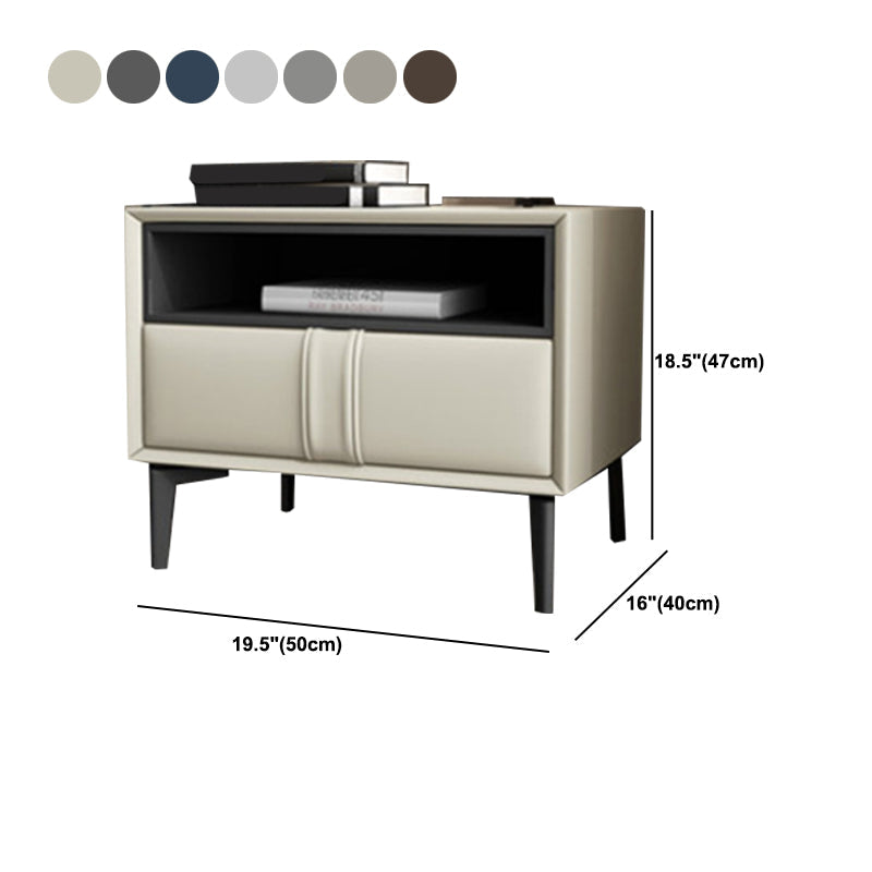 Holz und Lederbett Nachttisch moderner minimalistischer offener Nachttisch mit Schubladen