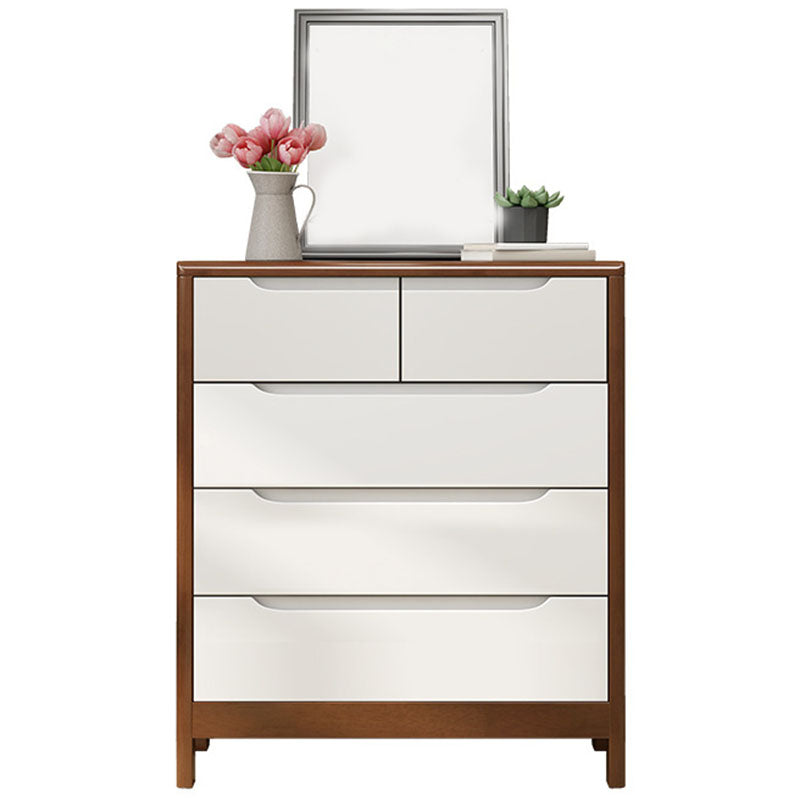 16" W Rubber Wood Storage Chest Modern Dresser with Drawers for Bedroom Walnut White 5 Clearhalo 'Bedroom Furniture' 'Dressers & Chests' 'dressers_chests' 'furn' 'furn_dressers_chests' 'Furniture' 5906458