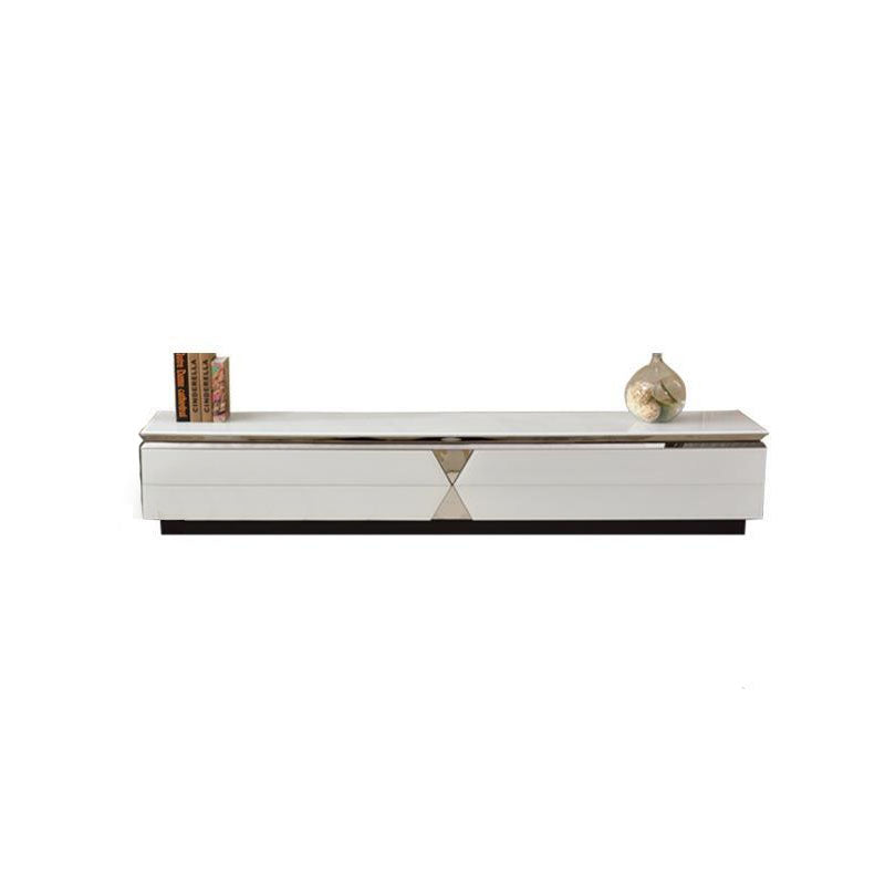 15.75-inch H Glass TV Stand Glam TV Stand for TVs with 4 Drawers Included White-Silver Clearhalo 'furn' 'furn_tv_stands_entertainment_centers' 'Furniture' 'Living Room Furniture' 'TV Stands & Entertainment Centers' 'TV Stands & Media Storage Furniture' 'tv_stands_entertainment_centers' 5906673