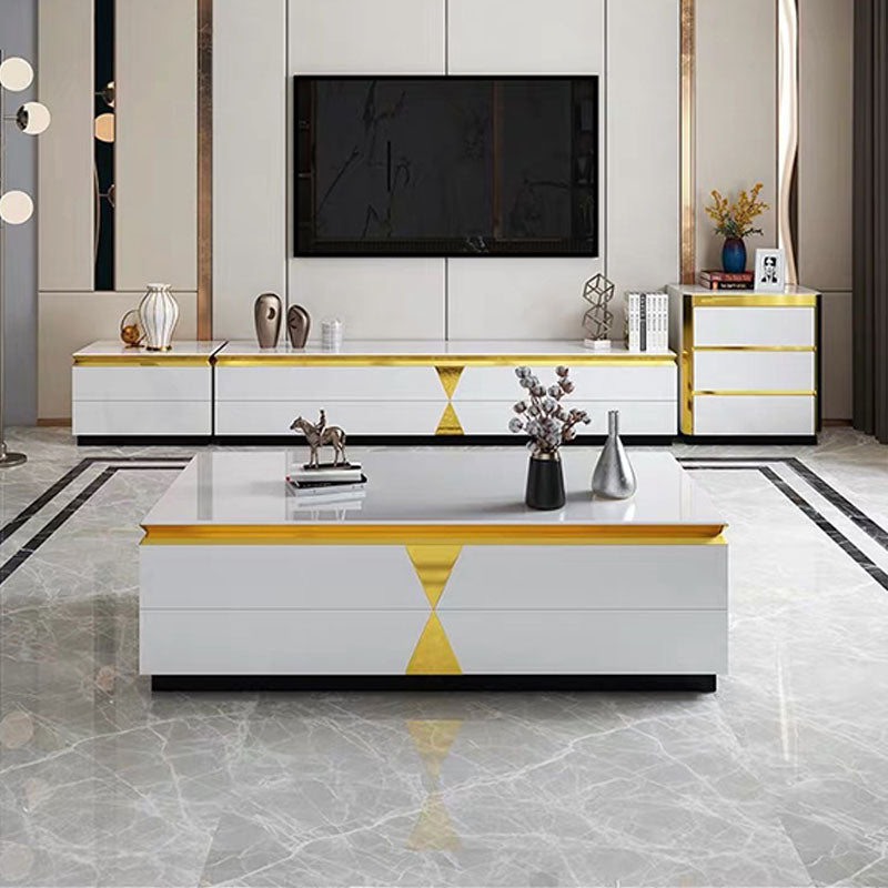 15.75-inch H Glass TV Stand Glam TV Stand for TVs with 4 Drawers Included Clearhalo 'furn' 'furn_tv_stands_entertainment_centers' 'Furniture' 'Living Room Furniture' 'TV Stands & Entertainment Centers' 'TV Stands & Media Storage Furniture' 'tv_stands_entertainment_centers' 5906675