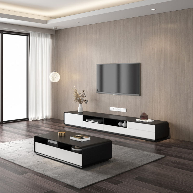 14.96" H Faux Wood TV Console 4-Drawer 1-Door Open Shelf TV Stand Clearhalo 'furn' 'furn_tv_stands_entertainment_centers' 'Furniture' 'Living Room Furniture' 'TV Stands & Entertainment Centers' 'TV Stands & Media Storage Furniture' 'tv_stands_entertainment_centers' 5906717