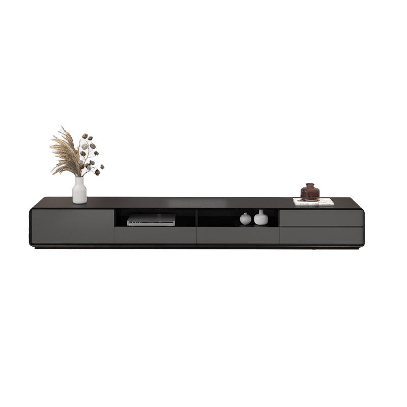 14.96" H Faux Wood TV Console 4-Drawer 1-Door Open Shelf TV Stand Black Clearhalo 'furn' 'furn_tv_stands_entertainment_centers' 'Furniture' 'Living Room Furniture' 'TV Stands & Entertainment Centers' 'TV Stands & Media Storage Furniture' 'tv_stands_entertainment_centers' 5906718