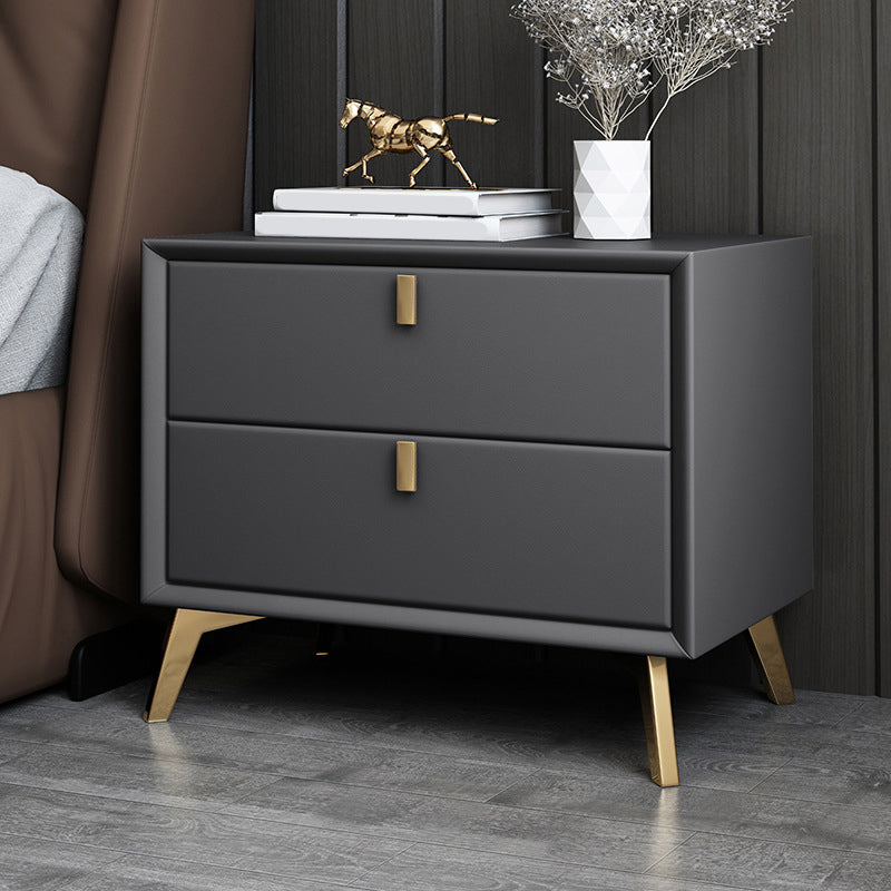 Solid Wood Accent Table Nightstand Glam Night Table with 2-Drawer Dark Gray 1 Piece Clearhalo 'Bedroom Furniture' 'furn' 'furn_night_stand' 'Furniture' 'night_stand' 'Nightstands' 5906781