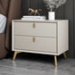 Solid Wood Accent Table Nightstand Glam Night Table with 2-Drawer Beige 1 Piece Clearhalo 'Bedroom Furniture' 'furn' 'furn_night_stand' 'Furniture' 'night_stand' 'Nightstands' 5906787