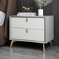 Solid Wood Accent Table Nightstand Glam Night Table with 2-Drawer Light Gray-White 1 Piece Clearhalo 'Bedroom Furniture' 'furn' 'furn_night_stand' 'Furniture' 'night_stand' 'Nightstands' 5906793