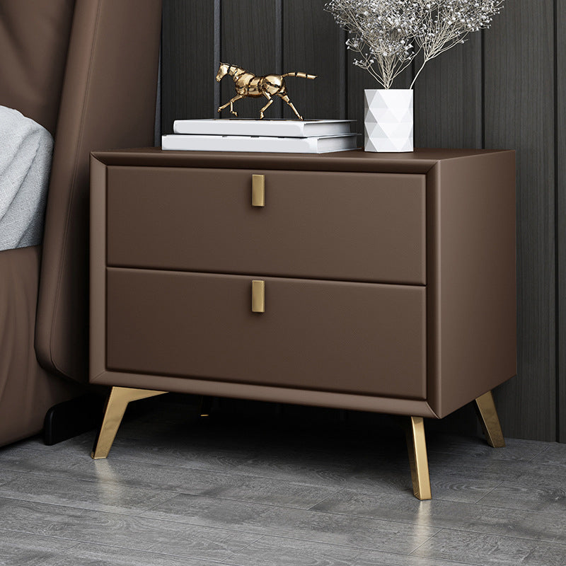 Solid Wood Accent Table Nightstand Glam Night Table with 2-Drawer Light Coffee 1 Piece Clearhalo 'Bedroom Furniture' 'furn' 'furn_night_stand' 'Furniture' 'night_stand' 'Nightstands' 5906798