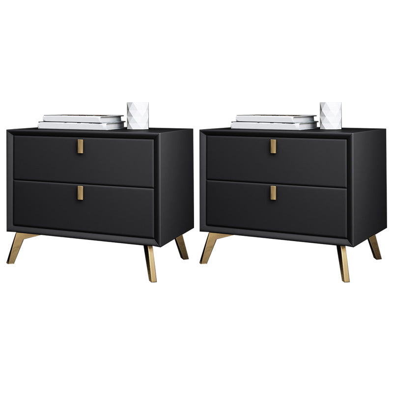 Solid Wood Accent Table Nightstand Glam Night Table with 2-Drawer Black 2 Piece Set Clearhalo 'Bedroom Furniture' 'furn' 'furn_night_stand' 'Furniture' 'night_stand' 'Nightstands' 5906799