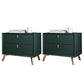 Solid Wood Accent Table Nightstand Glam Night Table with 2-Drawer Blackish Green 2 Piece Set Clearhalo 'Bedroom Furniture' 'furn' 'furn_night_stand' 'Furniture' 'night_stand' 'Nightstands' 5906802
