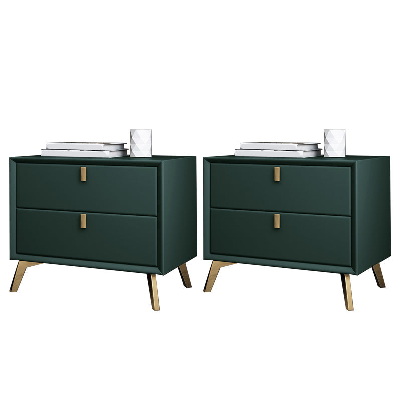 Solid Wood Accent Table Nightstand Glam Night Table with 2-Drawer Blackish Green 2 Piece Set Clearhalo 'Bedroom Furniture' 'furn' 'furn_night_stand' 'Furniture' 'night_stand' 'Nightstands' 5906802