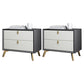 Solid Wood Accent Table Nightstand Glam Night Table with 2-Drawer Dark Gray-White 2 Piece Set Clearhalo 'Bedroom Furniture' 'furn' 'furn_night_stand' 'Furniture' 'night_stand' 'Nightstands' 5906803