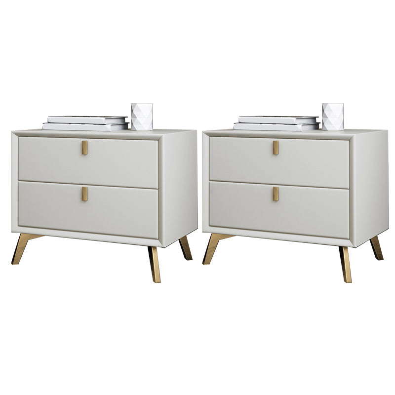 Solid Wood Accent Table Nightstand Glam Night Table with 2-Drawer Off-White 2 Piece Set Clearhalo 'Bedroom Furniture' 'furn' 'furn_night_stand' 'Furniture' 'night_stand' 'Nightstands' 5906804
