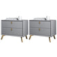Solid Wood Accent Table Nightstand Glam Night Table with 2-Drawer Light Gray 2 Piece Set Clearhalo 'Bedroom Furniture' 'furn' 'furn_night_stand' 'Furniture' 'night_stand' 'Nightstands' 5906805