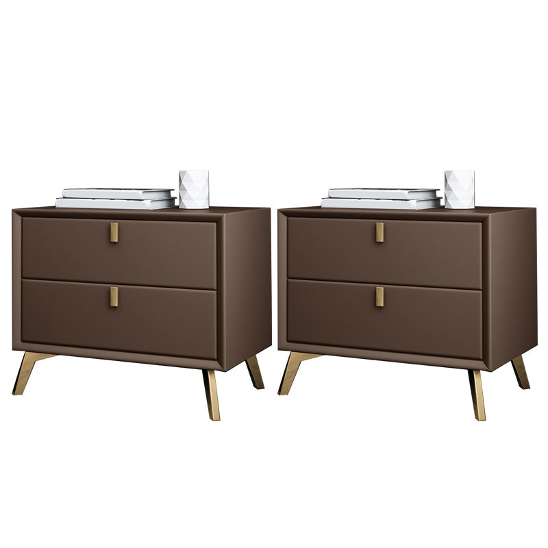 Solid Wood Accent Table Nightstand Glam Night Table with 2-Drawer Light Coffee 2 Piece Set Clearhalo 'Bedroom Furniture' 'furn' 'furn_night_stand' 'Furniture' 'night_stand' 'Nightstands' 5906806