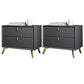 Solid Wood Accent Table Nightstand Glam Night Table with 2-Drawer Dark Gray 2 Piece Set Clearhalo 'Bedroom Furniture' 'furn' 'furn_night_stand' 'Furniture' 'night_stand' 'Nightstands' 5906807