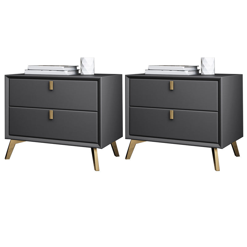 Solid Wood Accent Table Nightstand Glam Night Table with 2-Drawer Dark Gray 2 Piece Set Clearhalo 'Bedroom Furniture' 'furn' 'furn_night_stand' 'Furniture' 'night_stand' 'Nightstands' 5906807