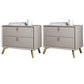 Solid Wood Accent Table Nightstand Glam Night Table with 2-Drawer Khaki 2 Piece Set Clearhalo 'Bedroom Furniture' 'furn' 'furn_night_stand' 'Furniture' 'night_stand' 'Nightstands' 5906810