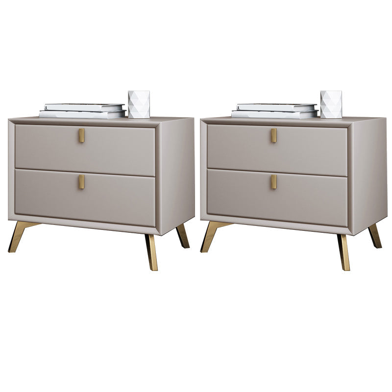 Solid Wood Accent Table Nightstand Glam Night Table with 2-Drawer Khaki 2 Piece Set Clearhalo 'Bedroom Furniture' 'furn' 'furn_night_stand' 'Furniture' 'night_stand' 'Nightstands' 5906810