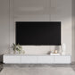 Contemporary TV Console White Wood/Stone Top TV Stand with Soft Close Drawers Clearhalo 'furn' 'furn_tv_stands_entertainment_centers' 'Furniture' 'Living Room Furniture' 'TV Stands & Entertainment Centers' 'TV Stands & Media Storage Furniture' 'tv_stands_entertainment_centers' 5906813