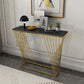 Modern Stone Console Sofa Table Rectangle Iron End Table for Hall 47"L x 12"W x 31"H Gold Black Clearhalo 'Console Tables' 'console_tables' 'Entry & Mudroom Furniture' 'furn' 'furn_console_tables' 'Furniture' 5906860