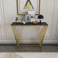 Modern Stone Console Sofa Table Rectangle Iron End Table for Hall Gold Black Clearhalo 'Console Tables' 'console_tables' 'Entry & Mudroom Furniture' 'furn' 'furn_console_tables' 'Furniture' 5906867