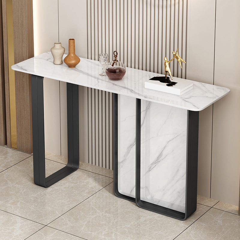 11 Inch Wide Glam Accent Table Stone Rectangle Console Accent Table White Black Clearhalo 'Console Tables' 'console_tables' 'Entry & Mudroom Furniture' 'furn' 'furn_console_tables' 'Furniture' 5907027