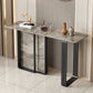 11 Inch Wide Glam Accent Table Stone Rectangle Console Accent Table Grey Black Clearhalo 'Console Tables' 'console_tables' 'Entry & Mudroom Furniture' 'furn' 'furn_console_tables' 'Furniture' 5907033