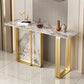 11 Inch Wide Glam Accent Table Stone Rectangle Console Accent Table 39"L x 12"W x 31"H White-Brown Gold Clearhalo 'Console Tables' 'console_tables' 'Entry & Mudroom Furniture' 'furn' 'furn_console_tables' 'Furniture' 5907037
