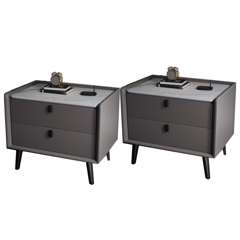 Vast houten bed nachtkastje 2-laden accent tafel nachtkastje met benen