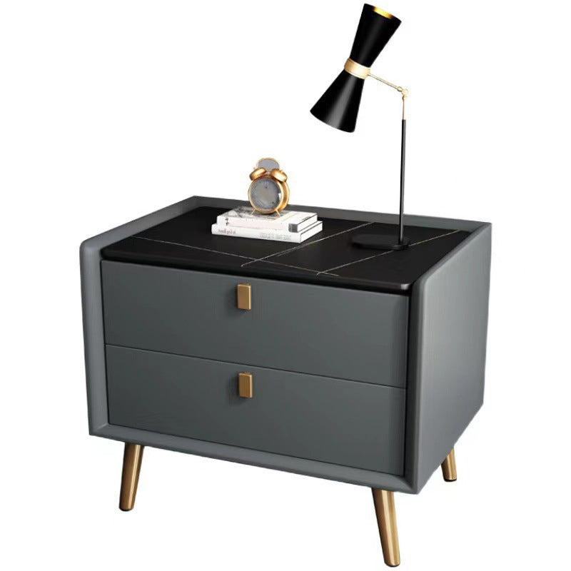 Vast houten bed nachtkastje 2-laden accent tafel nachtkastje met benen