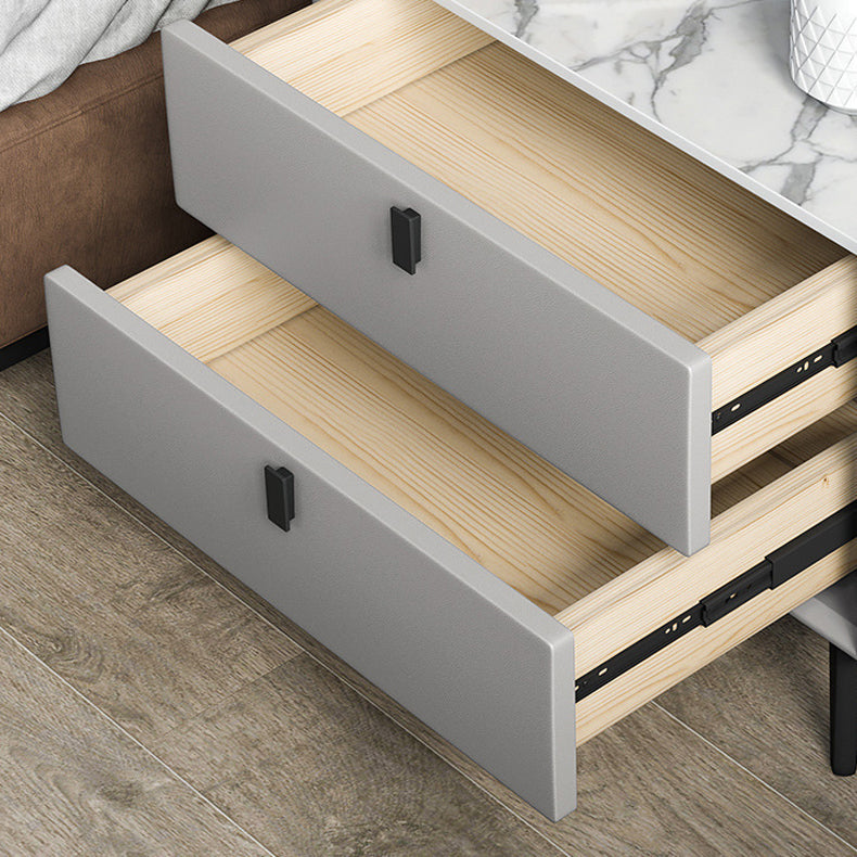 Vast houten bed nachtkastje 2-laden accent tafel nachtkastje met benen