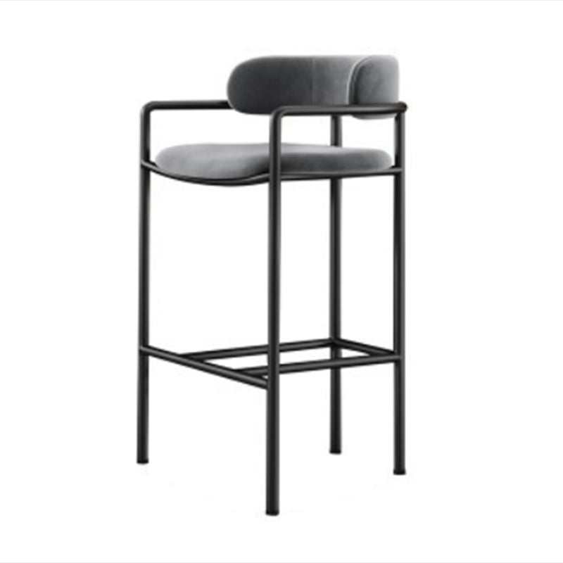 Industrial Upholstered Counter Stool Arm Low Back Bar Chair with Metal Legs Grey 1 Piece Clearhalo 'Bar Furniture' 'Bar Stools' 'bar_stools' 'furn' 'furn_bar_stools' 'Furniture' 'Kitchen & Dining Furniture' 5909495