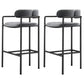 Industrial Upholstered Counter Stool Arm Low Back Bar Chair with Metal Legs Grey 2 Piece Set Clearhalo 'Bar Furniture' 'Bar Stools' 'bar_stools' 'furn' 'furn_bar_stools' 'Furniture' 'Kitchen & Dining Furniture' 5909496
