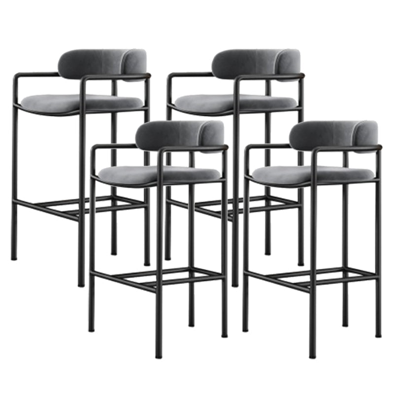 Industrial Upholstered Counter Stool Arm Low Back Bar Chair with Metal Legs Grey 4 Piece Set Clearhalo 'Bar Furniture' 'Bar Stools' 'bar_stools' 'furn' 'furn_bar_stools' 'Furniture' 'Kitchen & Dining Furniture' 5909499