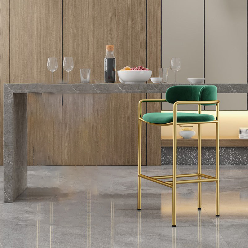 Industrial Upholstered Counter Stool Arm Low Back Bar Chair with Metal Legs Clearhalo 'Bar Furniture' 'Bar Stools' 'bar_stools' 'furn' 'furn_bar_stools' 'Furniture' 'Kitchen & Dining Furniture' 5909500