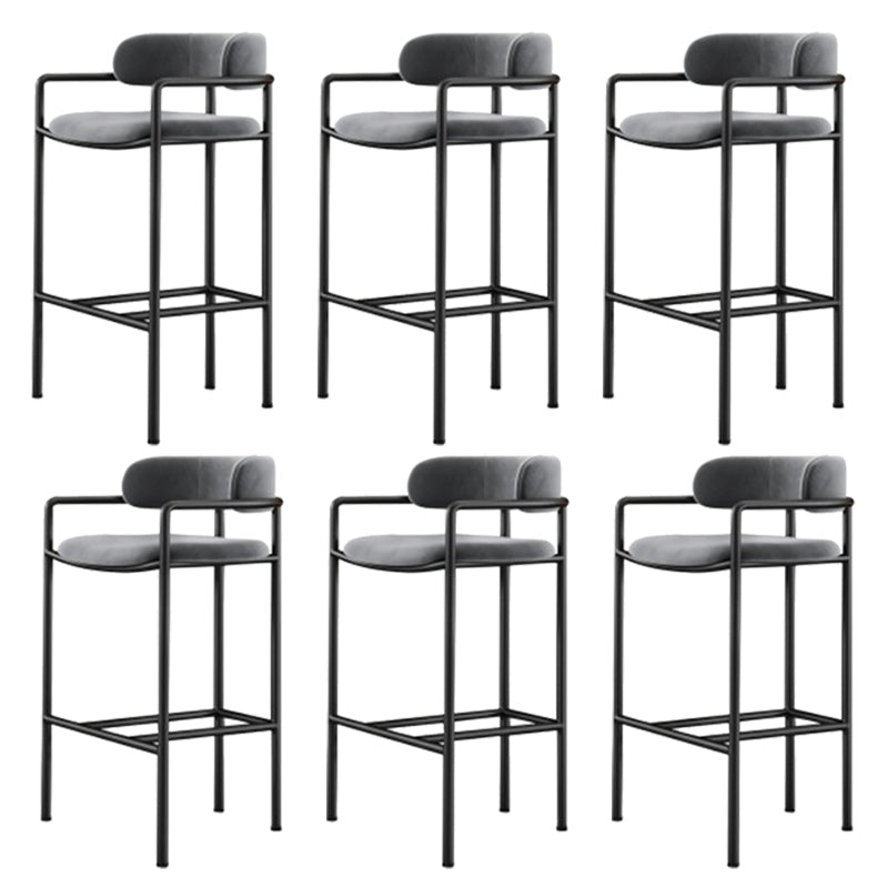 Industrial Upholstered Counter Stool Arm Low Back Bar Chair with Metal Legs Grey 6 Piece Set Clearhalo 'Bar Furniture' 'Bar Stools' 'bar_stools' 'furn' 'furn_bar_stools' 'Furniture' 'Kitchen & Dining Furniture' 5909501