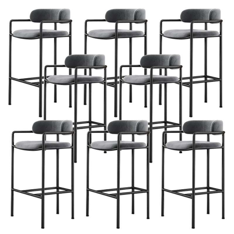 Industrial Upholstered Counter Stool Arm Low Back Bar Chair with Metal Legs Grey 8 Piece Set Clearhalo 'Bar Furniture' 'Bar Stools' 'bar_stools' 'furn' 'furn_bar_stools' 'Furniture' 'Kitchen & Dining Furniture' 5909503