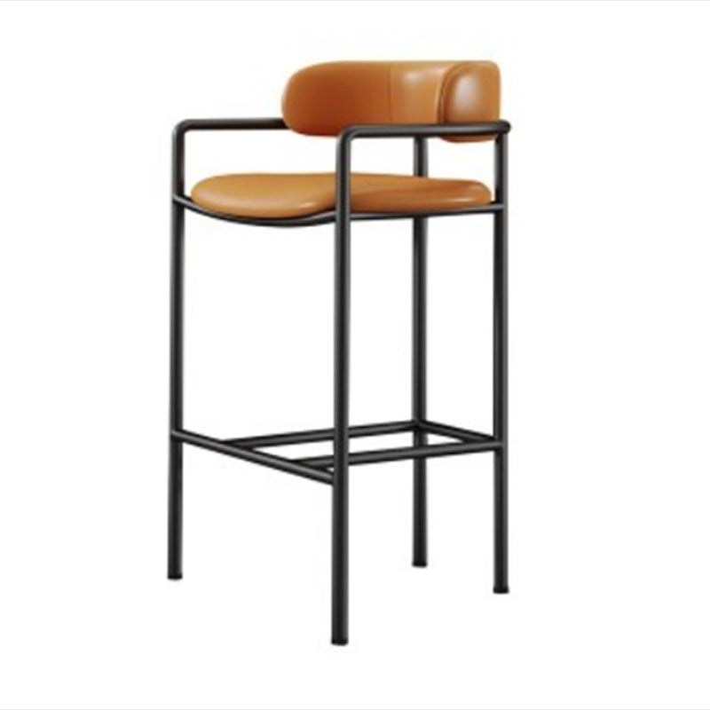 Industrial Upholstered Counter Stool Arm Low Back Bar Chair with Metal Legs Orange 1 Piece Clearhalo 'Bar Furniture' 'Bar Stools' 'bar_stools' 'furn' 'furn_bar_stools' 'Furniture' 'Kitchen & Dining Furniture' 5909504