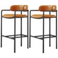 Industrial Upholstered Counter Stool Arm Low Back Bar Chair with Metal Legs Orange 2 Piece Set Clearhalo 'Bar Furniture' 'Bar Stools' 'bar_stools' 'furn' 'furn_bar_stools' 'Furniture' 'Kitchen & Dining Furniture' 5909507