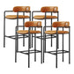 Industrial Upholstered Counter Stool Arm Low Back Bar Chair with Metal Legs Orange 4 Piece Set Clearhalo 'Bar Furniture' 'Bar Stools' 'bar_stools' 'furn' 'furn_bar_stools' 'Furniture' 'Kitchen & Dining Furniture' 5909509