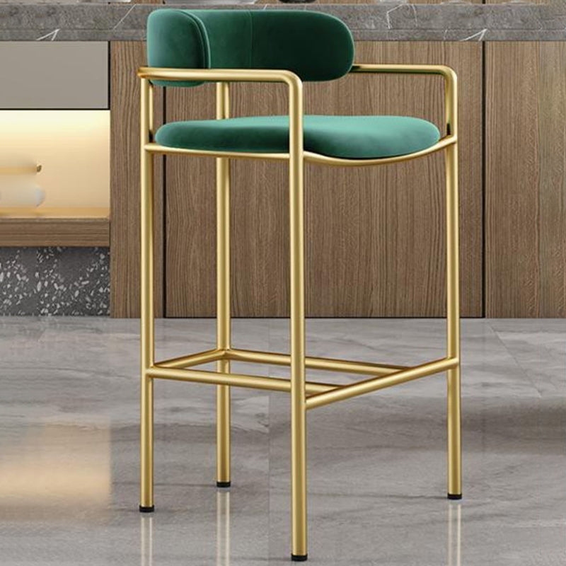 Industrial Upholstered Counter Stool Arm Low Back Bar Chair with Metal Legs Green 1 Piece Clearhalo 'Bar Furniture' 'Bar Stools' 'bar_stools' 'furn' 'furn_bar_stools' 'Furniture' 'Kitchen & Dining Furniture' 5909513