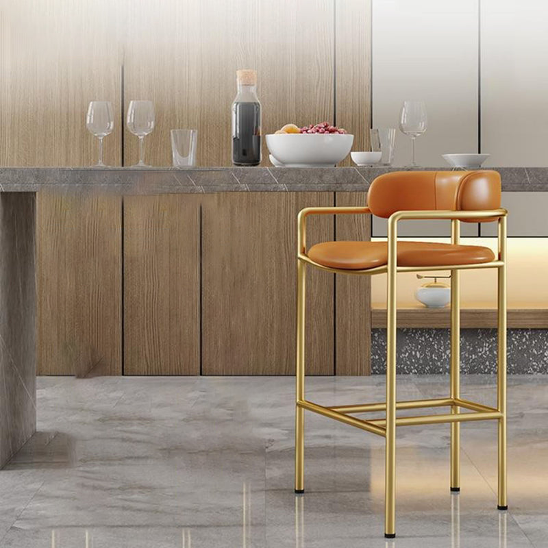 Industrial Upholstered Counter Stool Arm Low Back Bar Chair with Metal Legs Clearhalo 'Bar Furniture' 'Bar Stools' 'bar_stools' 'furn' 'furn_bar_stools' 'Furniture' 'Kitchen & Dining Furniture' 5909514