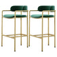 Industrial Upholstered Counter Stool Arm Low Back Bar Chair with Metal Legs Green 2 Piece Set Clearhalo 'Bar Furniture' 'Bar Stools' 'bar_stools' 'furn' 'furn_bar_stools' 'Furniture' 'Kitchen & Dining Furniture' 5909515