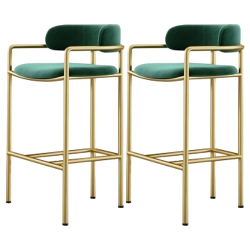 Industrial Upholstered Counter Stool Arm Low Back Bar Chair with Metal Legs Green 2 Piece Set Clearhalo 'Bar Furniture' 'Bar Stools' 'bar_stools' 'furn' 'furn_bar_stools' 'Furniture' 'Kitchen & Dining Furniture' 5909515