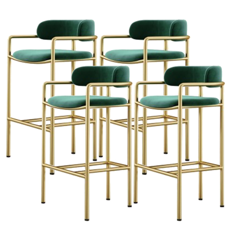 Industrial Upholstered Counter Stool Arm Low Back Bar Chair with Metal Legs Green 4 Piece Set Clearhalo 'Bar Furniture' 'Bar Stools' 'bar_stools' 'furn' 'furn_bar_stools' 'Furniture' 'Kitchen & Dining Furniture' 5909516