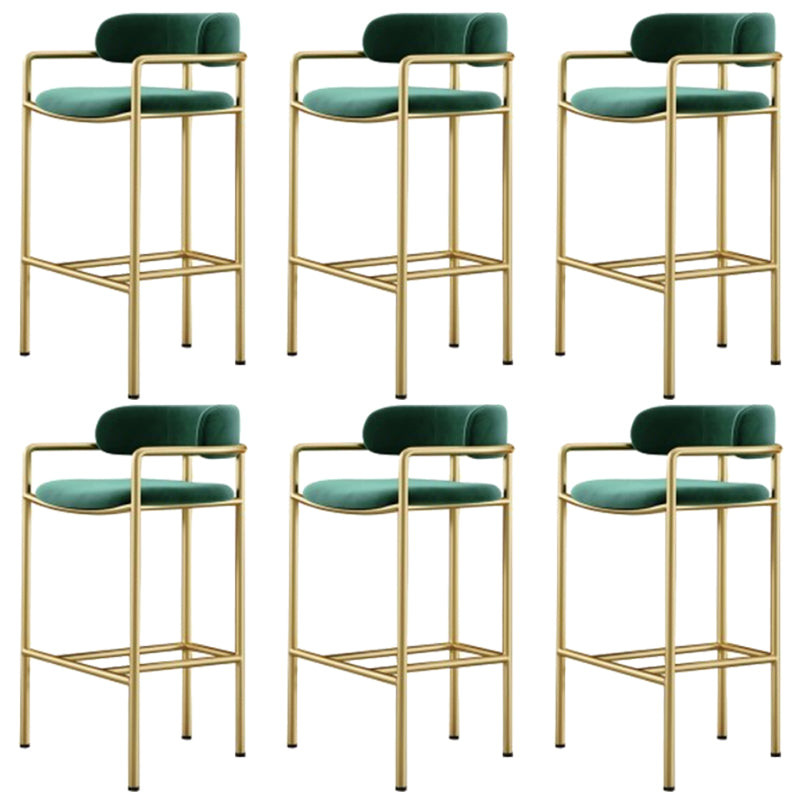 Industrial Upholstered Counter Stool Arm Low Back Bar Chair with Metal Legs Green 6 Piece Set Clearhalo 'Bar Furniture' 'Bar Stools' 'bar_stools' 'furn' 'furn_bar_stools' 'Furniture' 'Kitchen & Dining Furniture' 5909517