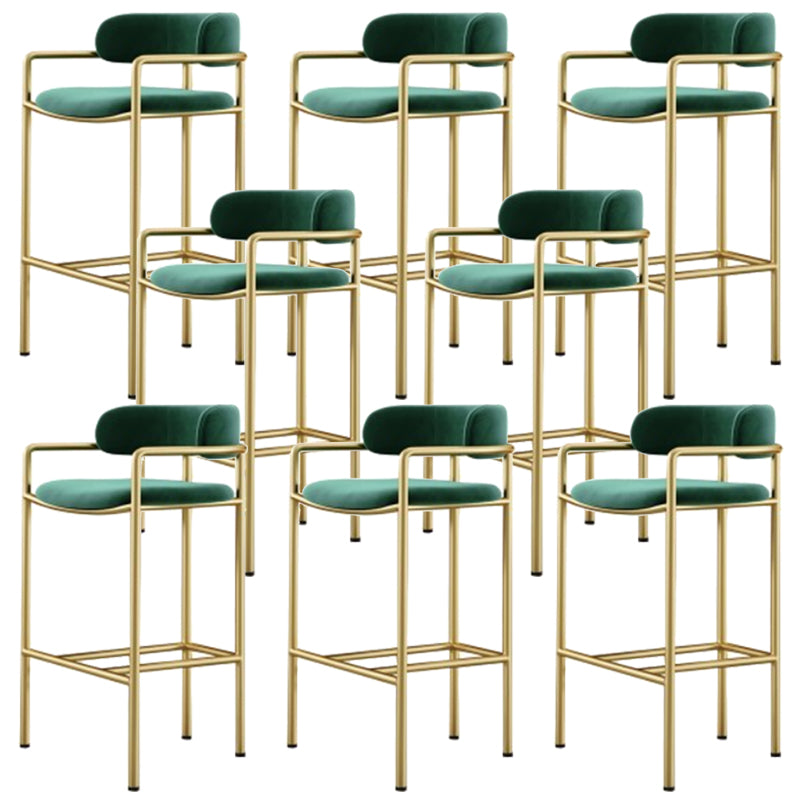 Industrial Upholstered Counter Stool Arm Low Back Bar Chair with Metal Legs Green 8 Piece Set Clearhalo 'Bar Furniture' 'Bar Stools' 'bar_stools' 'furn' 'furn_bar_stools' 'Furniture' 'Kitchen & Dining Furniture' 5909518